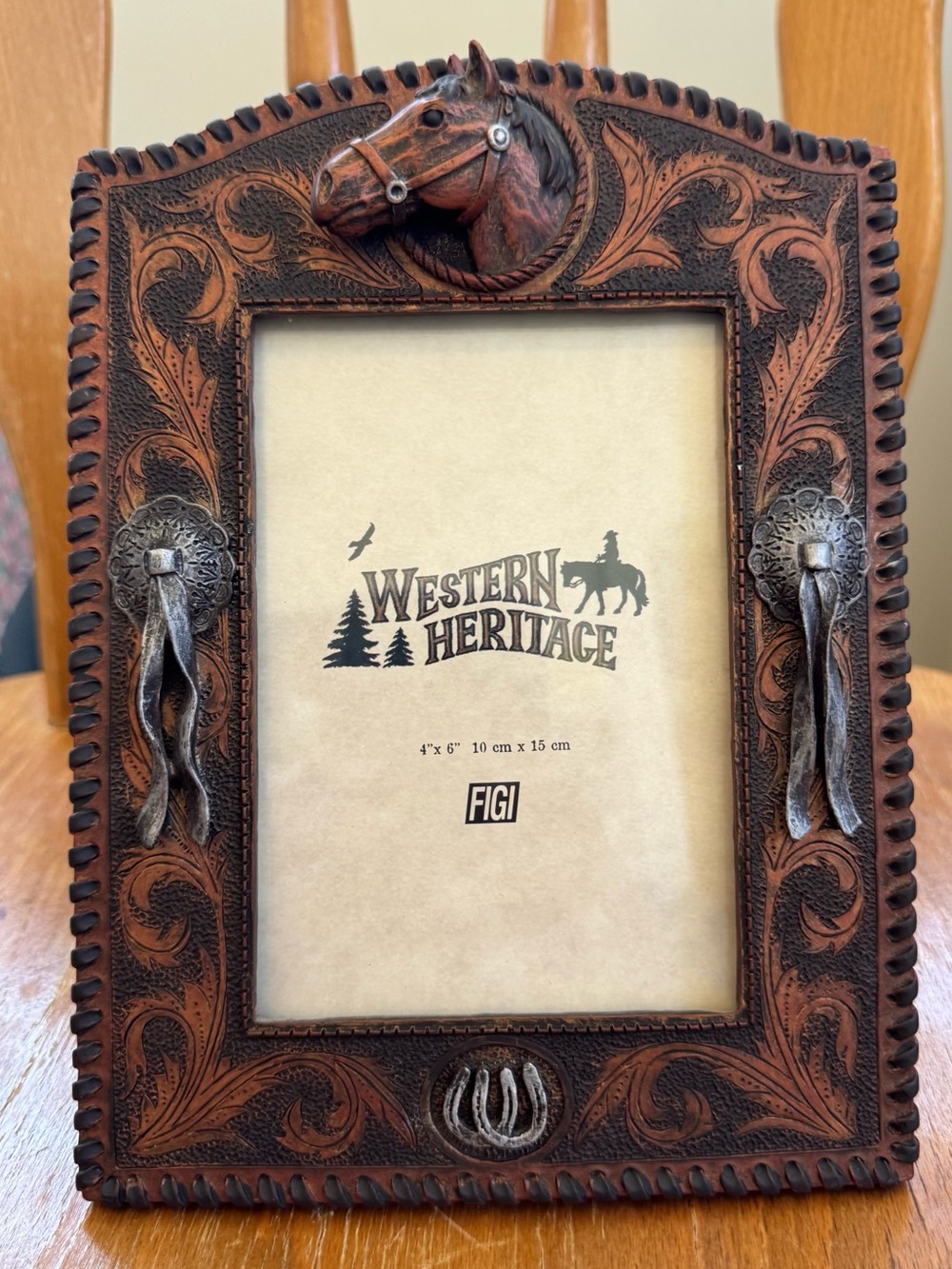 New! Tabletop Frame by Figi “Western Heritage Collection.” Holds 4x6 Photo.